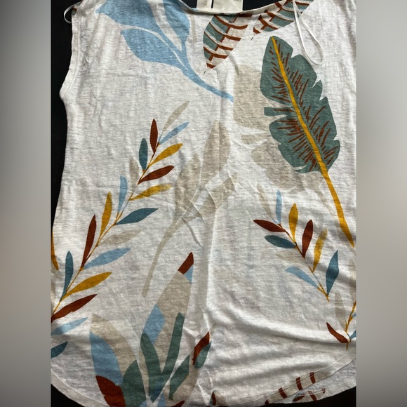 Cynthia Rowley Womens Size Large Short Sleeve 100% Linen Top Botanical Neutral - Picture 12 of 14